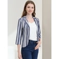 thumbnail image 2 of INSPIRE CHIC Blazer Ouvert à Rayures pour Femme à Manches 3/4 Bleu Blanc TG, 2 of 6