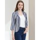 thumbnail image 2 of INSPIRE CHIC Blazer De Solapa Con Muescas Y Mangas 3/4 A Rayas Para Mujer Azul blanco XS, 2 of 6