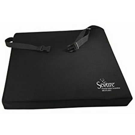 Secure SGSC-1 Comfort Gel Foam Seat Cushion with Safety Strap for Wheelchairs and Chairs, Black - 18