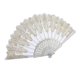 thumbnail image 4 of Ventilador plegable de tela de seda de encaje de flores de mano para fiesta de boda blanco Sunnimix Mujeres abanicos de flores, 4 of 5