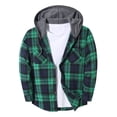 thumbnail image 2 of Akmaiox Mens Flannel Hoodie Shirts,Long Sleeve Button Down Casual Plaid Jackets with Pockets,Stylish Drawstring Hooded Streetwear Work Shirts S-3XL, 2 of 5