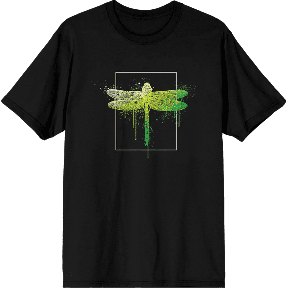 Natural World Paint Splatter Dragonfly Crew Neck Short Sleeve Adult T-shirt
-XXL-Black