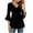Black, variant on Dating Nights Cute Dressy Wear Women's Elegant V-Neck 3/4 Bell Sleeve Tunic Tops Sparkly Glitter Ruffle Hem Peplum Shirts Drawstring Front Blouses