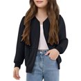 thumbnail image 2 of Cowsor Girls Bomber Jacket Coat Casual Stand Collar Zip Up Lightweight Fall Fashion Jackets Outfits with Pockets, 2 of 7