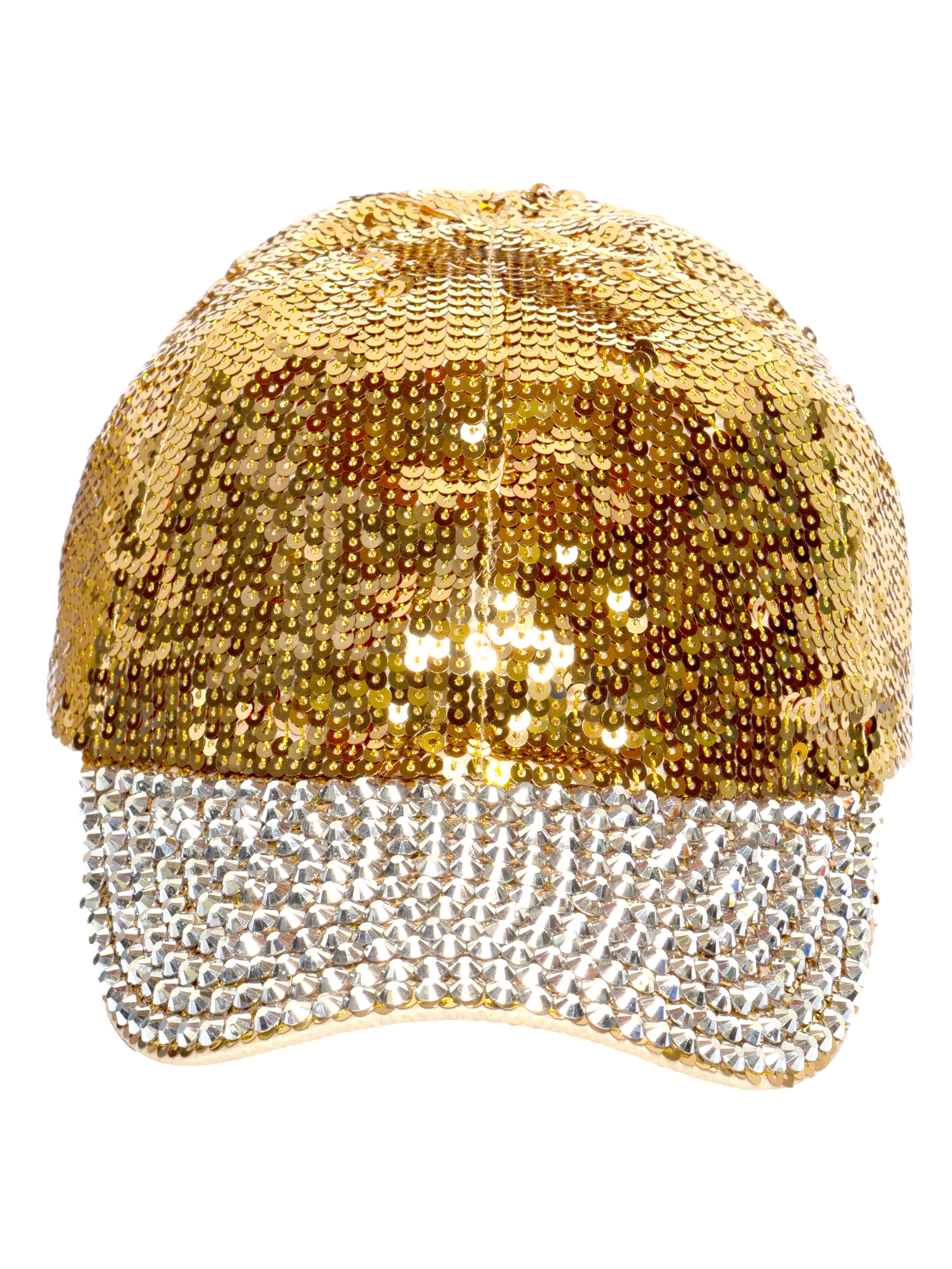 Womens Glitter Sequin Cap - Elastic Fit Baseball Hat - Red