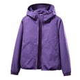 thumbnail image 6 of Zip Up Rain Jacket Women Lightweight Waterproof Hooded Jacket Casual Windbreaker Outdoor Raincoat, XL, 6 of 7