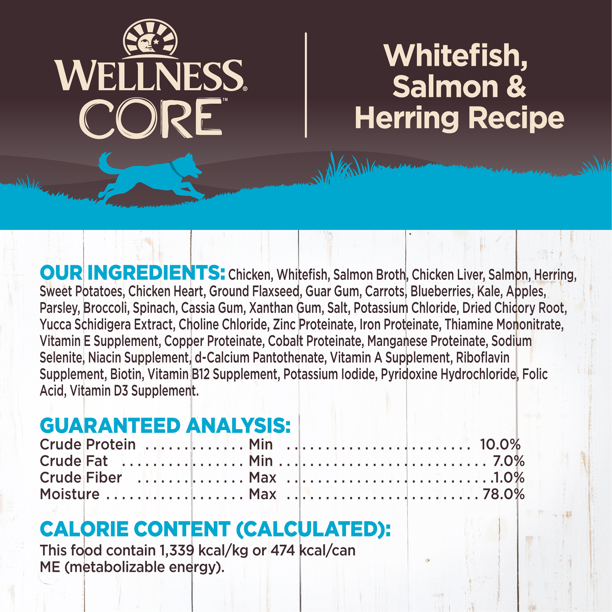 Wellness CORE Natural Wet Grain Free Canned Dog Food, Whitefish, Salmon & Herring, 12.5-Ounce Can (Pack of 12) - image 5 of 7