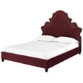 thumbnail image 1 of Modern Contemporary Urban Design Bedroom Queen Size Tufted Platform Bed Frame, Velvet Fabric, Red, 1 of 5