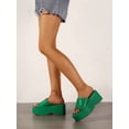 thumbnail image 2 of Women Single Band Wedge Sandals Fashion Wedge Slide Sandals  Green Fashionable Solid Color Wedge Heel Slides, 2 of 6