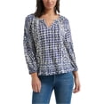 thumbnail image 1 of Lucky Brand Womens Keyhole Peasant Blouse, Blue, Small, 1 of 1