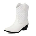 thumbnail image 6 of UngA Winter Boots Women's Western Cowboy Boots Embroidered Mid-Calf Pointed Toe Cowgirl Boot White,7, 6 of 7