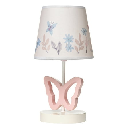UPC: 0084122015388 | Lambs & Ivy Baby Blooms Pink Butterfly Nursery Lamp with Floral Shade & Bulb