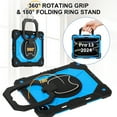 thumbnail image 6 of ELEHOLD Heavy Duty Case for iPad Pro 11-inch (M5) 2025/(M4) 2024 , 3-Layer Rugged 360 Rotating Kickstand Handle Grip Detachable Shoulder Strap Kids Friendly Shockproof Case, Black+Blue, 6 of 8