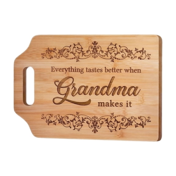 Personalized Grandma Cutting Board, Engraved Bamboo Wood Chopping Board with Handle for Kitchen Gifts 11" x 9"