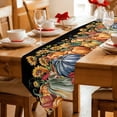 thumbnail image 2 of Table Runners 72 Inches Long, Yellow Sunflower Pumpkins Cotton Linen Kitchen Dining Coffee Table Runner for Party Home Decor, Black Watercolor Botanical Tabletop Dresser Scarves Runner 14x72 Inch, 2 of 9