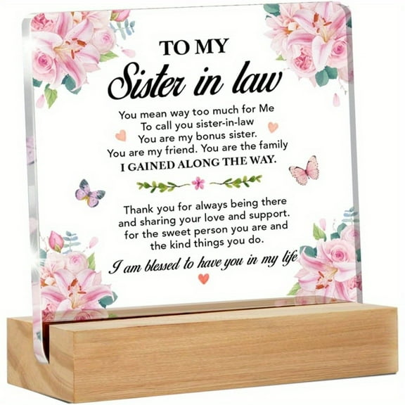 3.9x3.9 Inch Sister-in-Law Acrylic Keepsake - Loving Message Design, Birthday、Christmas、Wedding Gift, Home Decor