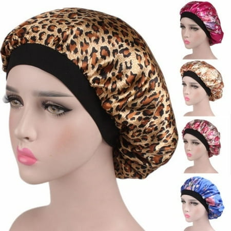 6 Colors Hot Women Satin Night Sleep Cap Hair Bonnet Hat Silk Head Cover Wide Elastic