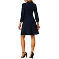 thumbnail image 3 of INSPIRE CHIC Women's A-Line Knit Keyhole Mock Neck Long Sleeve Midi Dress M Navy Blue, 3 of 5