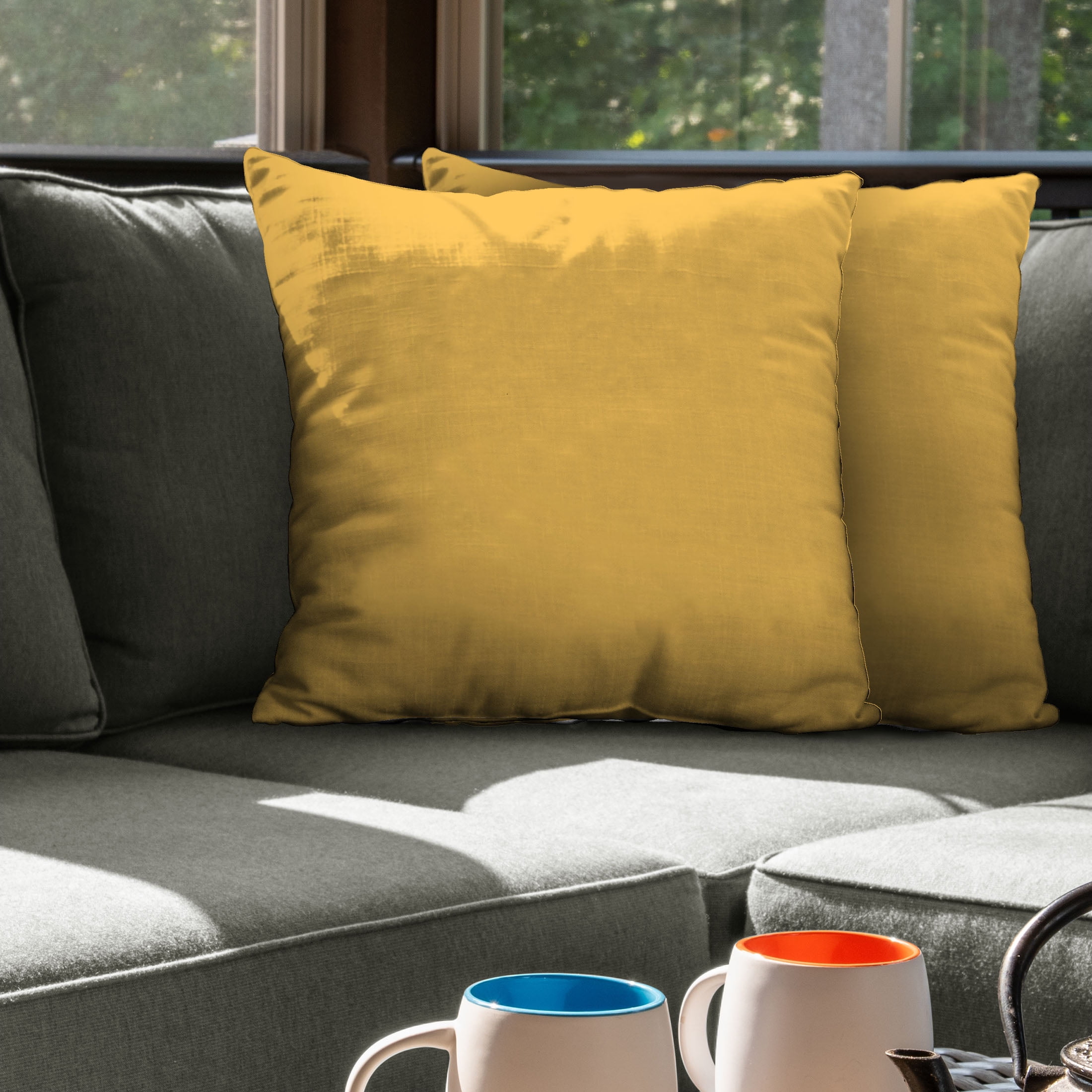 Mainstays 16" x 16" Solid Decorative Outdoor Throw Pillow, Yellow