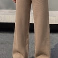 thumbnail image 5 of Lenpel Womens Casual Sweater Pants Fall Elastic High Waisted Knitted Trousers Plain Straight Leg Warm Pants with Pockets(Brown,Small), 5 of 7