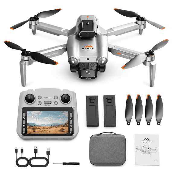 BEEPRINCESS M6 Foldable Drone with 1080p HD Camera, Brushless Motor, Obstacle Avoidance, 4.5 in Screen Controller, 2 Batteries