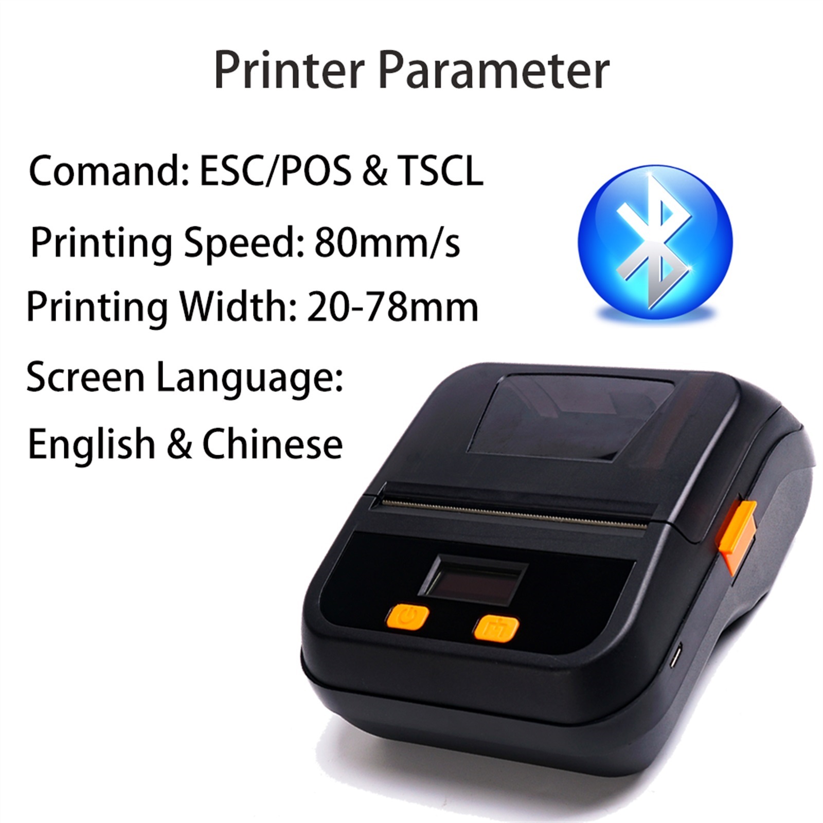 80mm 2in1 Printers Label & Receipt Command Portable Wireless Connected With Phone and Computer Mini Thermal Printer Paper Label ,Fast Printing