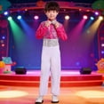 thumbnail image 2 of LEKWK Boys Stage Performance Outfit Long Sleeve Sequin Shirt Bowtie Trousers Sparkly Dance Jazz Hip Hop Choir Party Clothing Set, 2 of 3