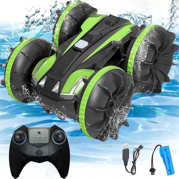 Kivdit Remote Control Cars,2.4 GHz Waterproof RC Stunt Car Toys,360° Rotating Drift Amphibious RC Stunt Cars Boat,Christmas Birthday Gifts for 8 Year Old Kids