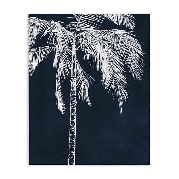 Stupell Industries White Outline Palm Tree Plants & Flowers Painting Wrapped Canvas Art Print Wall Art, 36 x 48