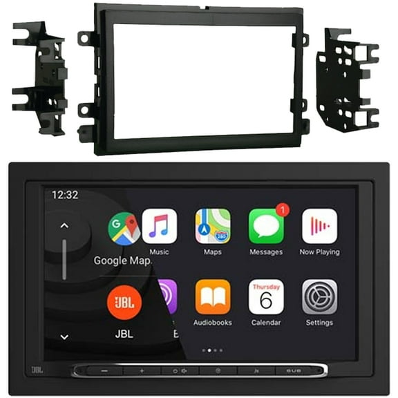 JBL Legend 700 7” Touchscreen Display Double-DIN Mechless Bluetooth AM/FM Receiver W/Wireless Apple CarPlay & Android Auto Bundle Combo Double DIN Stereo Install Kit for Select 2004-up Ford Vehicles