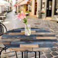 thumbnail image 6 of Navy Blue Brown Wood Round Tablecloth for 45-54 Inch Tables, Fitted Table Cover with Elastic Edge, Farmhouse Vintage Wooden Waterproof Outdoor Table Cloth Protector for Patio Garden Dinner Picnic, 6 of 9