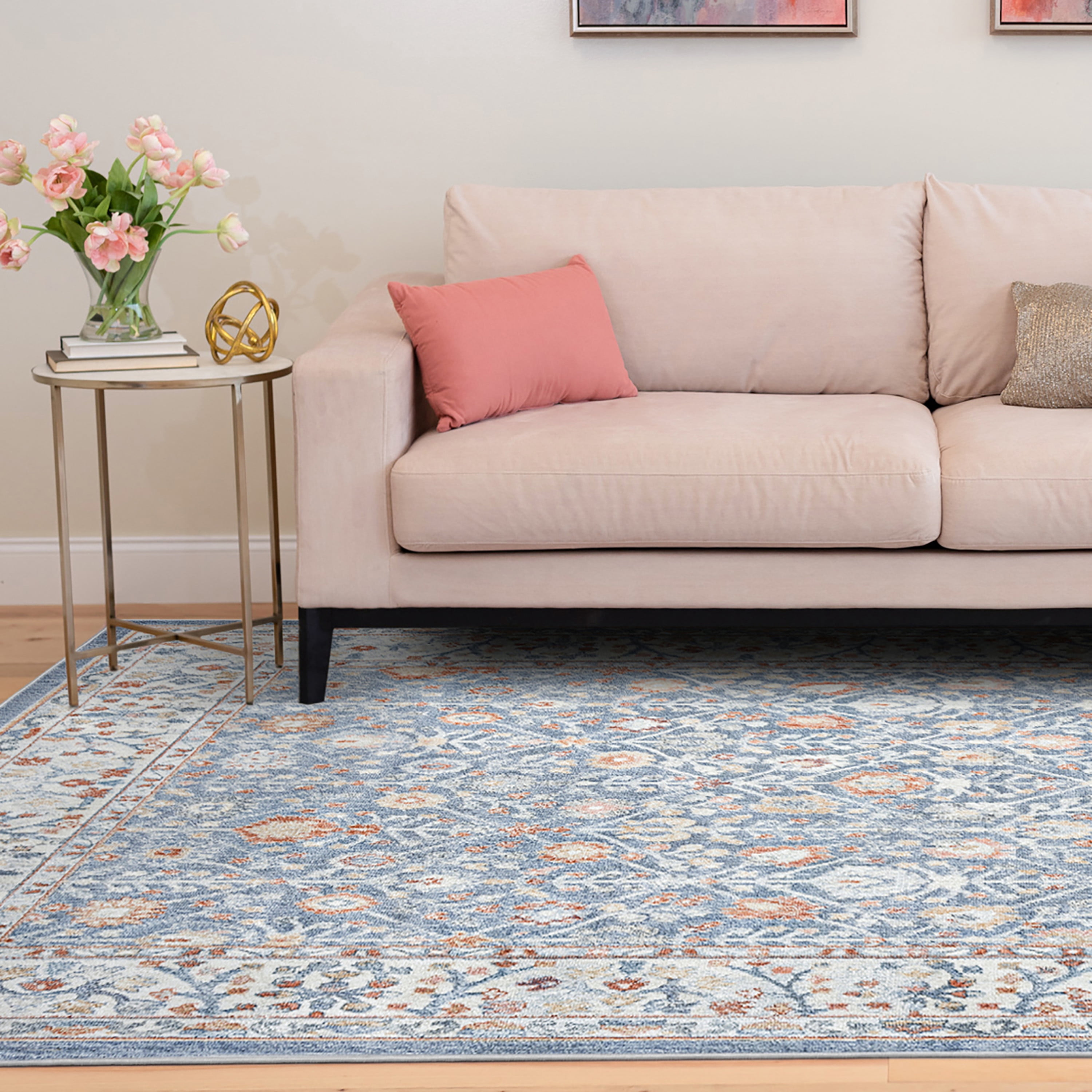 Allure Traditional 2' x 3' Navy and Rust Polypropylene Indoor Area Rug