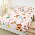 thumbnail image 3 of jejeloiu Cute Bear Snowmen Happy New Year Merry Christmas Twin Sheet Set,Red White Girl Bedding,3pcs, 3 of 7