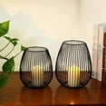 thumbnail image 4 of Decoración elegante y con estilo para su hogar Juego de 2 candelabros de metal negro mate, 4 of 5