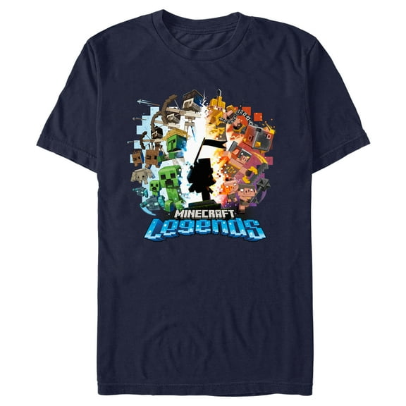 Men's Minecraft Legends Heroes and Villains Graphic Tee Navy Blue X Large