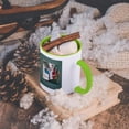 thumbnail image 5 of 3dRose, A Merry Christmas Santa Peeking at Children Asleep in their Bed Vintage Card, 15oz Two-Tone Green Mug, 5 of 7