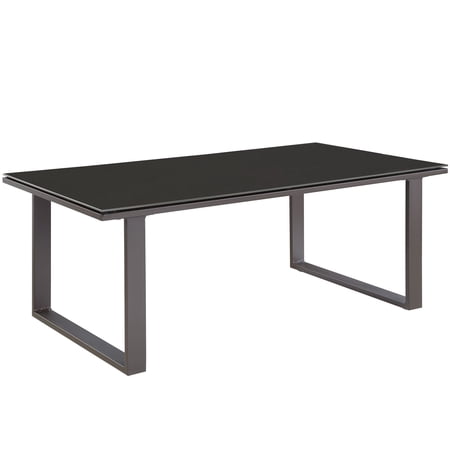 Modern Urban Contemporary Outdoor Patio Coffee Table, Brown Steel Glass