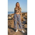 thumbnail image 5 of sicmoss Women's Blue Floral Print Mid Rise Cropped Wide Leg Jeans Boho Baggy with Pockets, 5 of 6