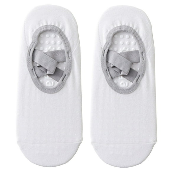 1 Pair Women Nonslip Grip and Straps Bandage Cotton Yoga Socks Low Cut Socks for Pilates Barre Ballet Barefoot Workout