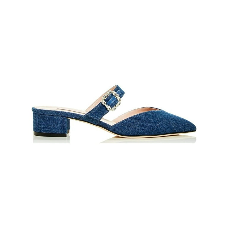 SJP Women s Navy Zizi Pointed Toe Kitten Heel Mules Adjustable Strap Size 37 Walmart