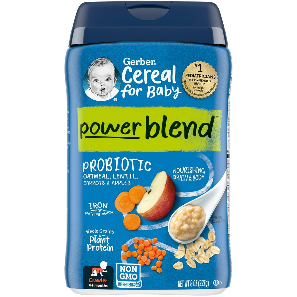 Gerber Cereal Power Blend Probiotic Oatmeal Lentil, 8 Oz - Walmart.com