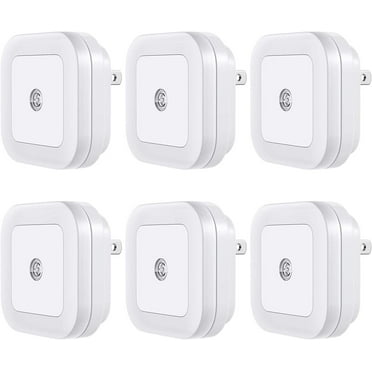 Dusk To Dawn Wall Outlet LED Night Light Cool White Plug-in (6 Pack)