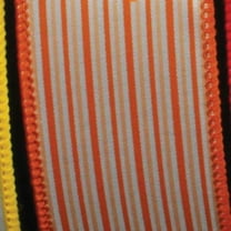 The Ribbon People Orange and White Thin Striped Wired Craft Ribbon 1.5" x 40 Yards