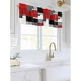 thumbnail image 3 of Valances for Windows Red Gray Rod Pocket Cafe Window Treatments Valance Curtains for Kitchen Bathroom Laundry Basement Windows 42"x12", 3 of 9