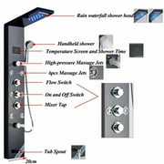 Senlesen Black Shower Panel Tower LED Rain Shower Faucets Massage System Body Jet Sprayer
