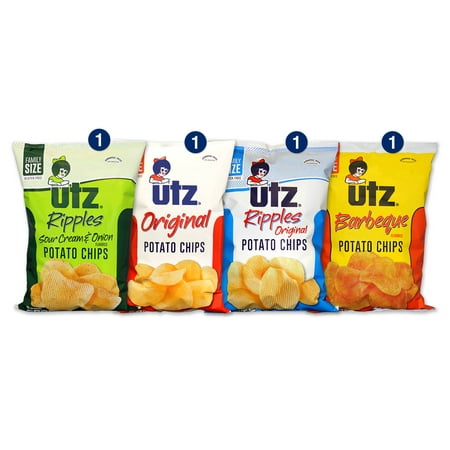 Utz Potato Chips, Variety Box, 9.5 Oz, 4 Ct
