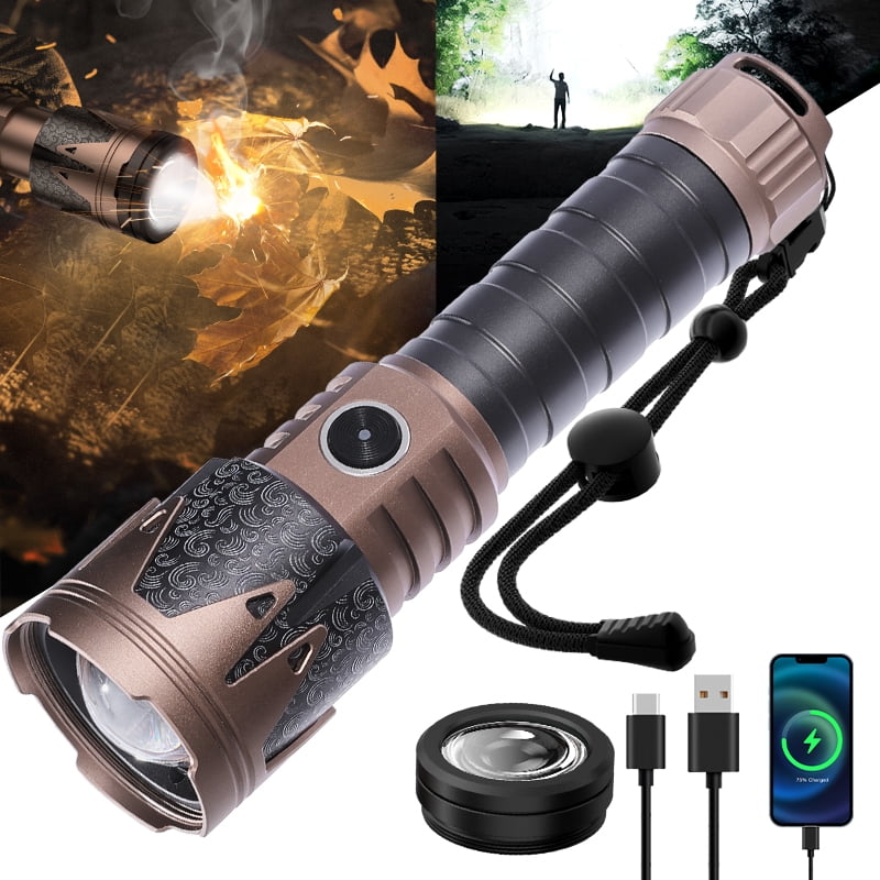SKYFIRE Compact Flashlight, a high-brightness LED flashlight, features special pattern treatment, has an extendable and zooming function, extremely long battery life, six levels of brightness adjustm
