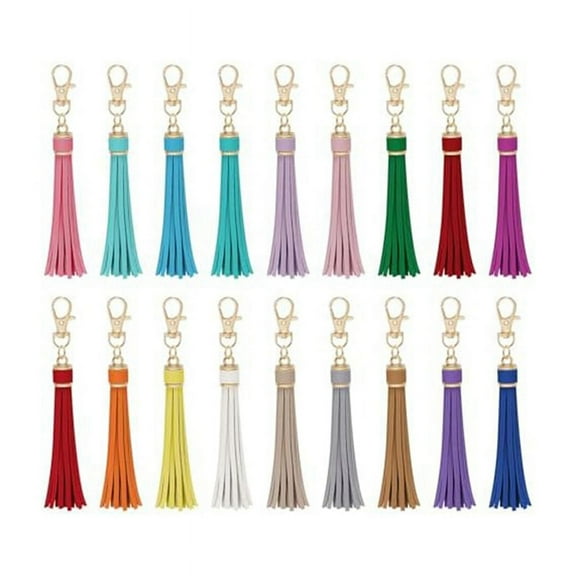 18Pcs Artificial Leather Tassel Faux Bulk Keychain Tassels for Handbag and Craft