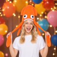 thumbnail image 4 of Novelty Squid Hat Octopus Costume Accessory for Halloween Party Photo Props Festive Decoration, Orange, 4 of 5