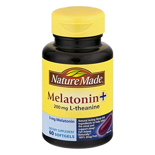 Nature Made Melatonin L Theanine 200mg Softgels 60 Caplets Pack Of